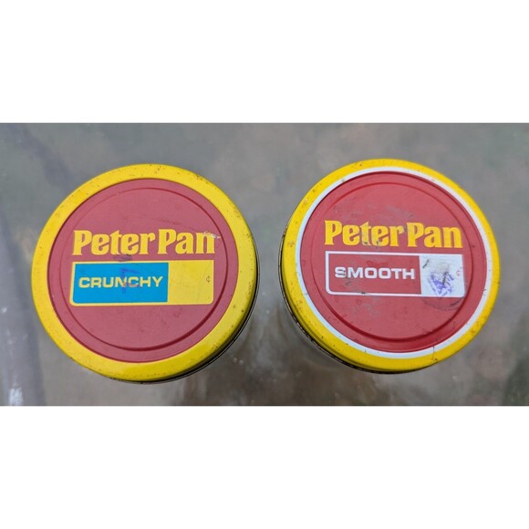 VTG Peter Pan Glass Peanut Butter Jars 80s Matching Creamy Crunchy Retro Yellow - Picture 3 of 10